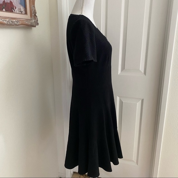 Rebecca Taylor Textured Fit And Flare Black Dress Sz 10 - Picture 6 of 12